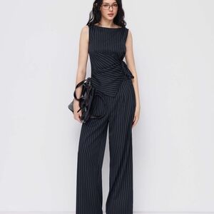 Elegant Black Pinstripe Jumpsuit